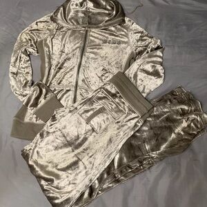 BCBG Gold Velour Joggers Luxurious Track Pants